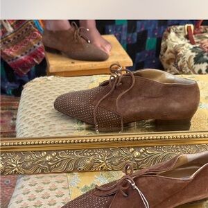 NWT Vintage 90s Colette for Dimitri Brown Suede Studded Oxford Shoes 9